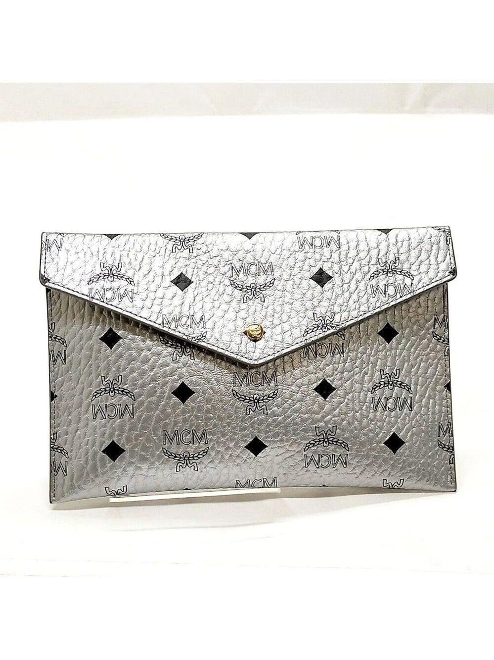 MCM Clutch Bag Silver PVC 238-070325
